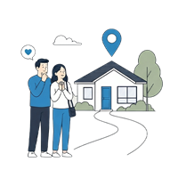 First-home buyers looking at a house