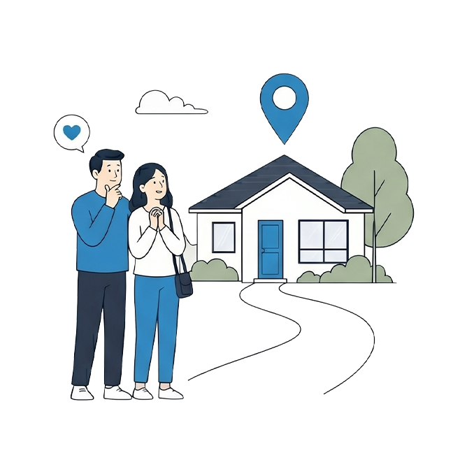 First-home buyers looking at a house